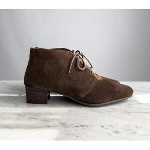 brown suede leather 90s vtg lace‎ up ankle boots size 6